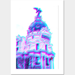 Madrid Spain Historic Building Vaporwave Art Posters and Art